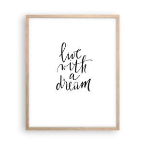Plagát v ráme zo svetlého duba - Of course - 40x50 cm
