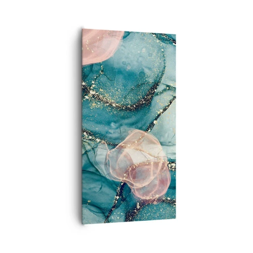 Obraz na plátne - Modré hodváb modré, ružový tyl - 65x120 cm