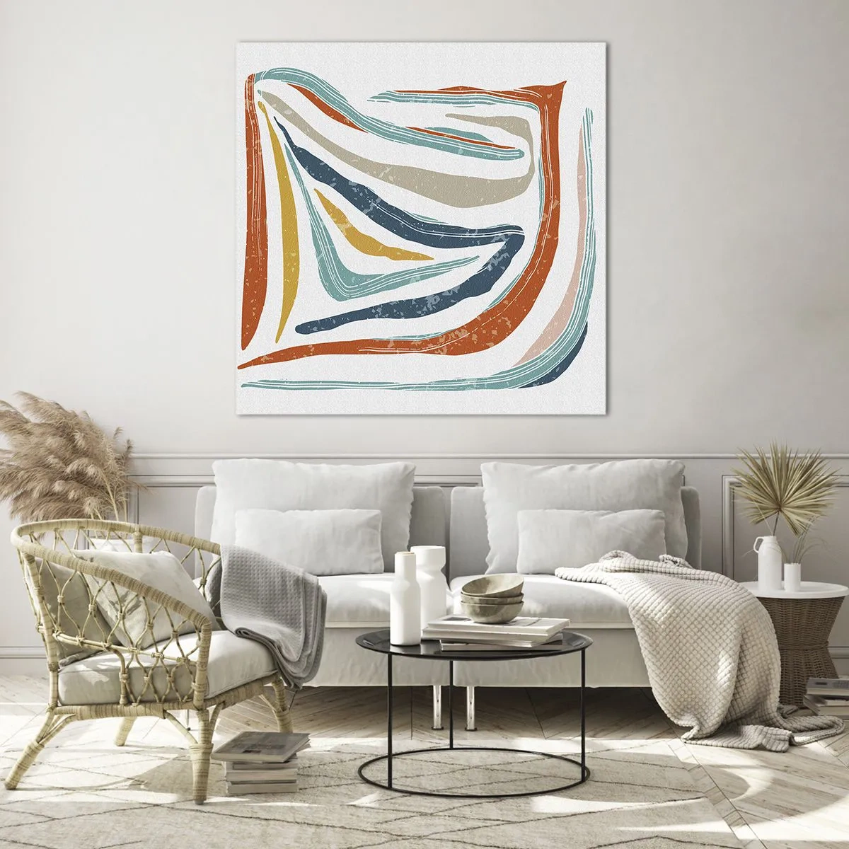 Obraz na skle - Priateľsky usmievavá abstrakcia - 50x50 cm