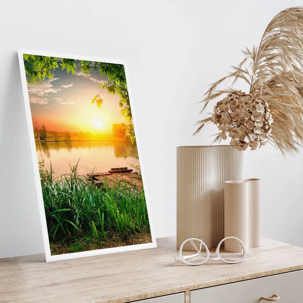 Plagát - Krajina v zelenom ráme - 70x100 cm