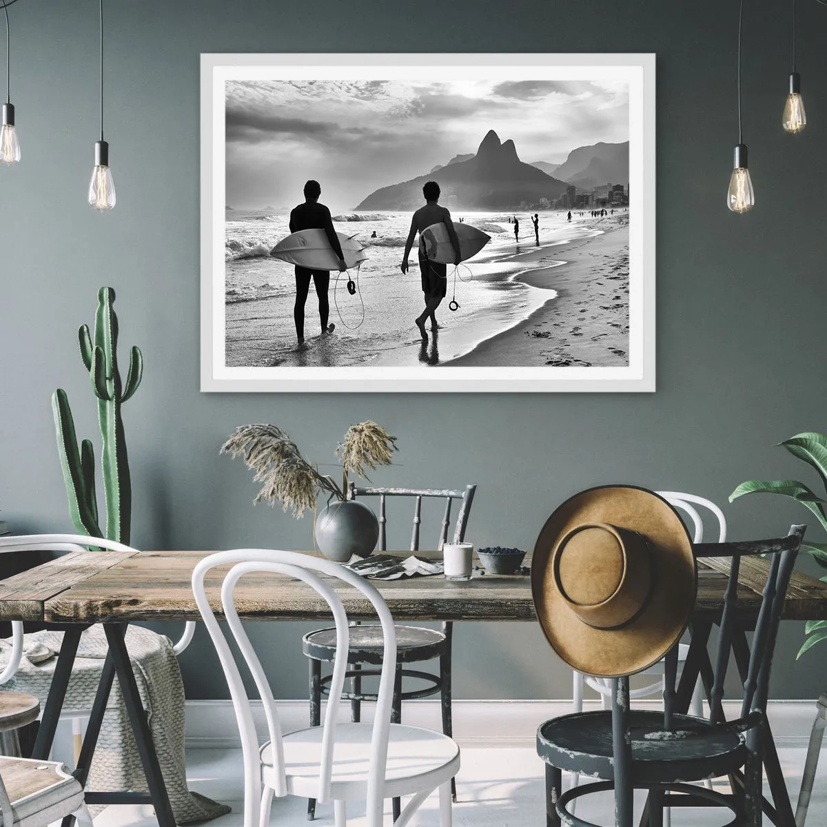 Plagát v bielom ráme - Samba na jednu vlnu - 91x61 cm