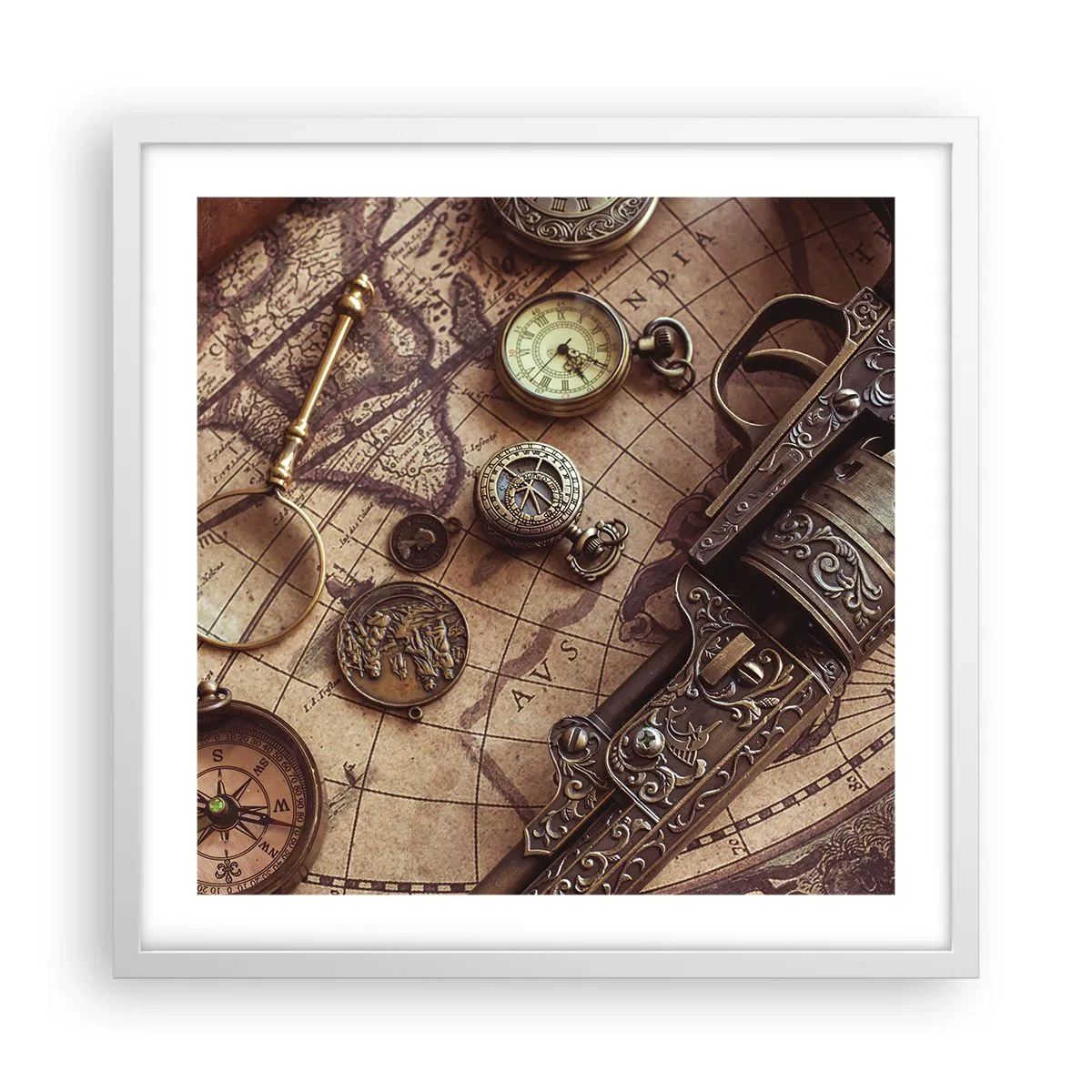 Plagát v bielom ráme - Dobrodružstvo volá - 50x50 cm