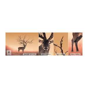 Vzorka samolepiacej fototapety Deluxe Sticker - Prajelen - večný duch lesa - Abstrakcia, Jeleň, Príroda - 100x30 cm