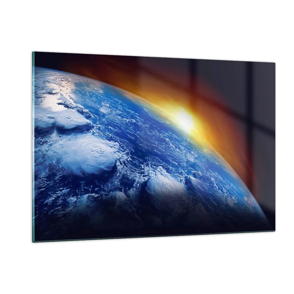 Obraz na skle - Východ slnka nad modrou planétou - 120x80 cm