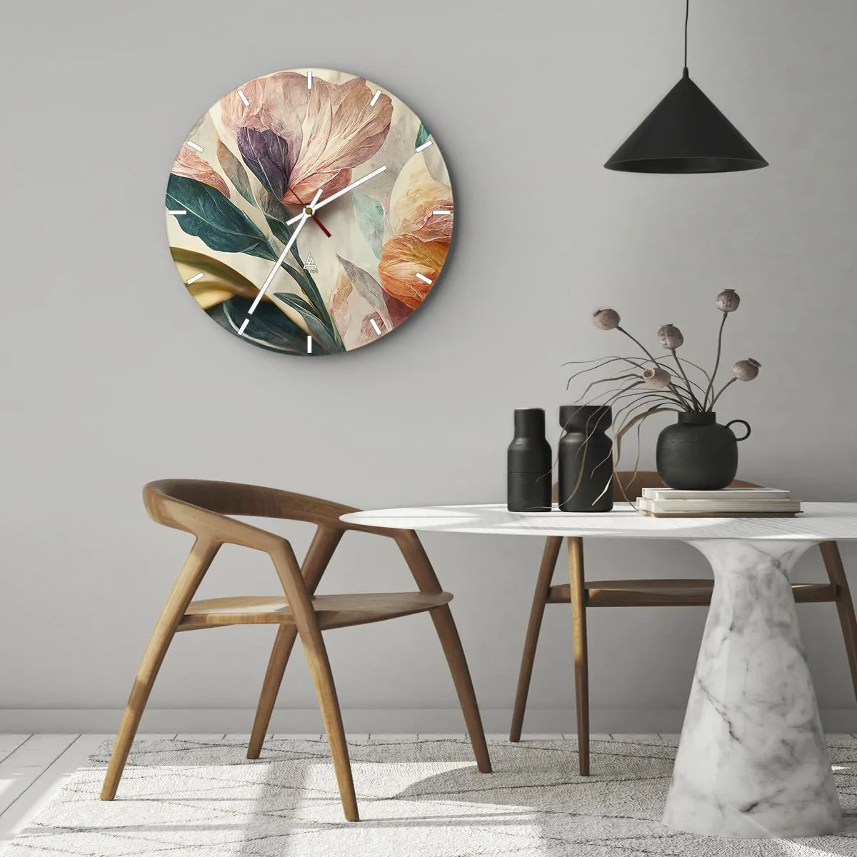 Nástenné hodiny - Kvety južných ostrovov - 40x40 cm