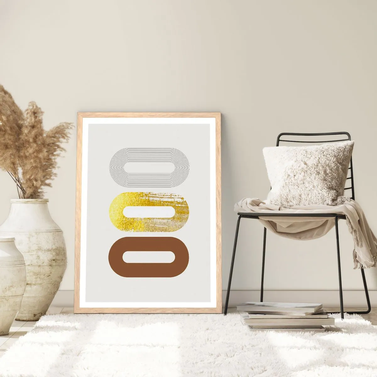 Plagát v ráme zo svetlého duba - Ooo! - 30x40 cm