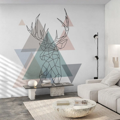 Fototapeta Premium Canvas - V geometrickom lese - Abstrakcia, Jeleň, Grafika - 350x256 cm
