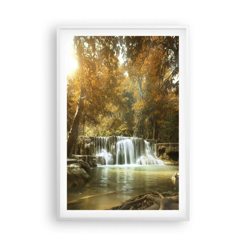 Plagát v bielom ráme - Parkový vodopád - 61x91 cm