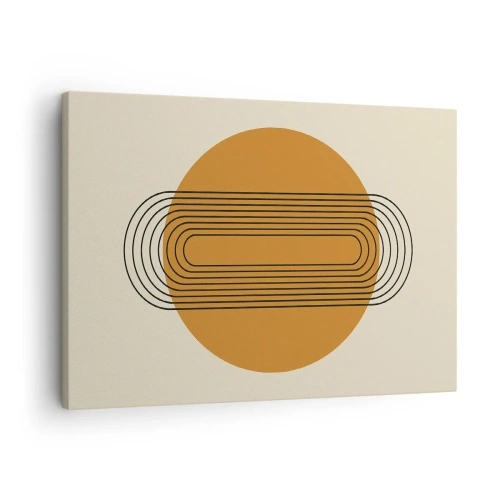 Obraz na plátne - Geometrický vzor s oranžovými kruhmi a čiarami - 70x50cm - Dokonalý plán - Moderná nástenná dekorácia do obývacej izby a spálne ARTTOR