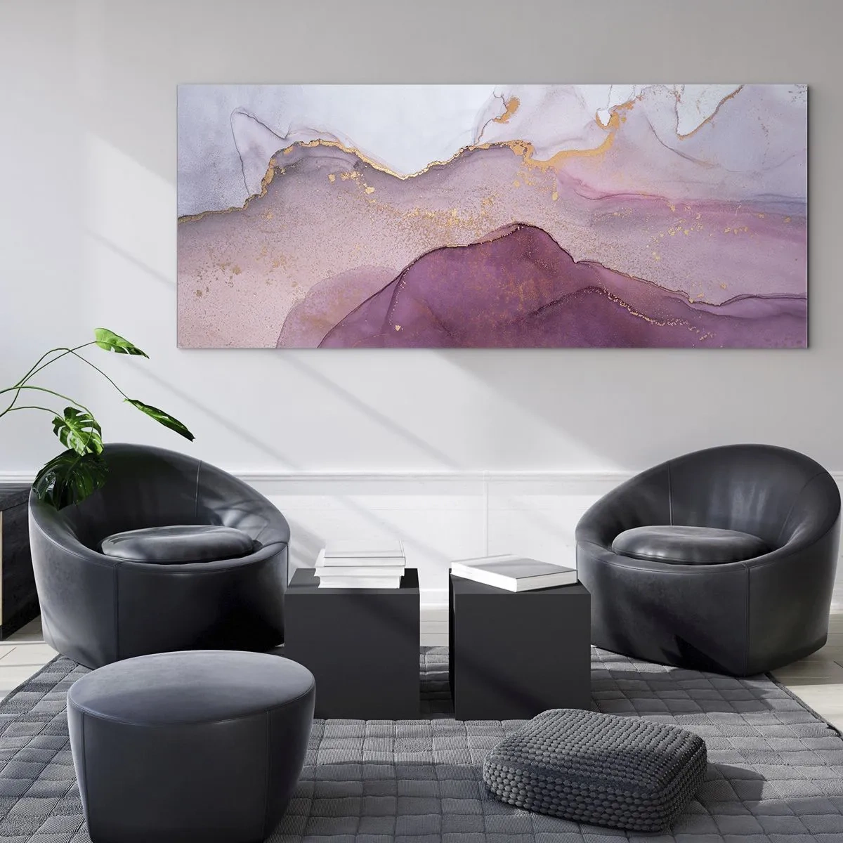 Obraz na skle - Fialové a ľalové vlny - 90x30 cm