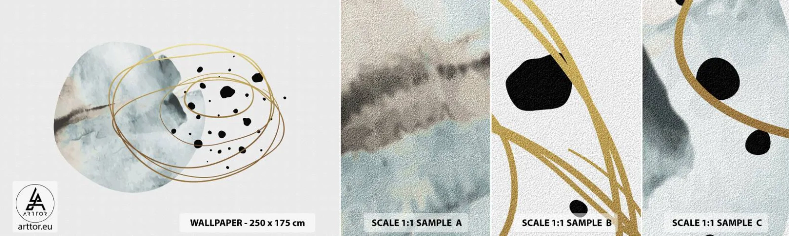 Vzorka Fototapeta Standard Eco - V objatí priestoru - Abstrakcia, Kus, Moderný vzor - 100x30 cm