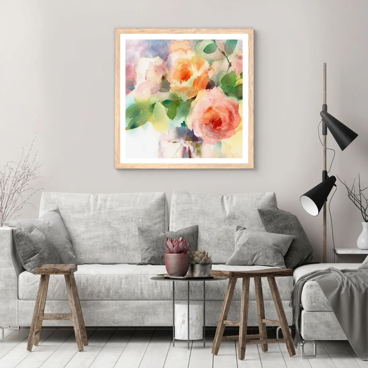 Plagát v ráme zo svetlého duba - Jemné ako akvarel - 60x60 cm