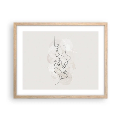 Plagát v ráme zo svetlého duba - Zamotaní v objatí - 50x40 cm