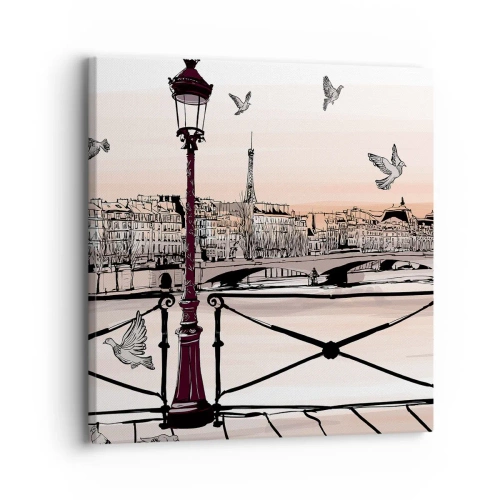 Obraz na plátne - Nad strechami Paríža - 30x30 cm