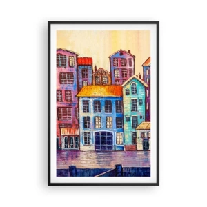 Plagát v čiernom ráme - Mesto ako z rozprávky - 61x91 cm