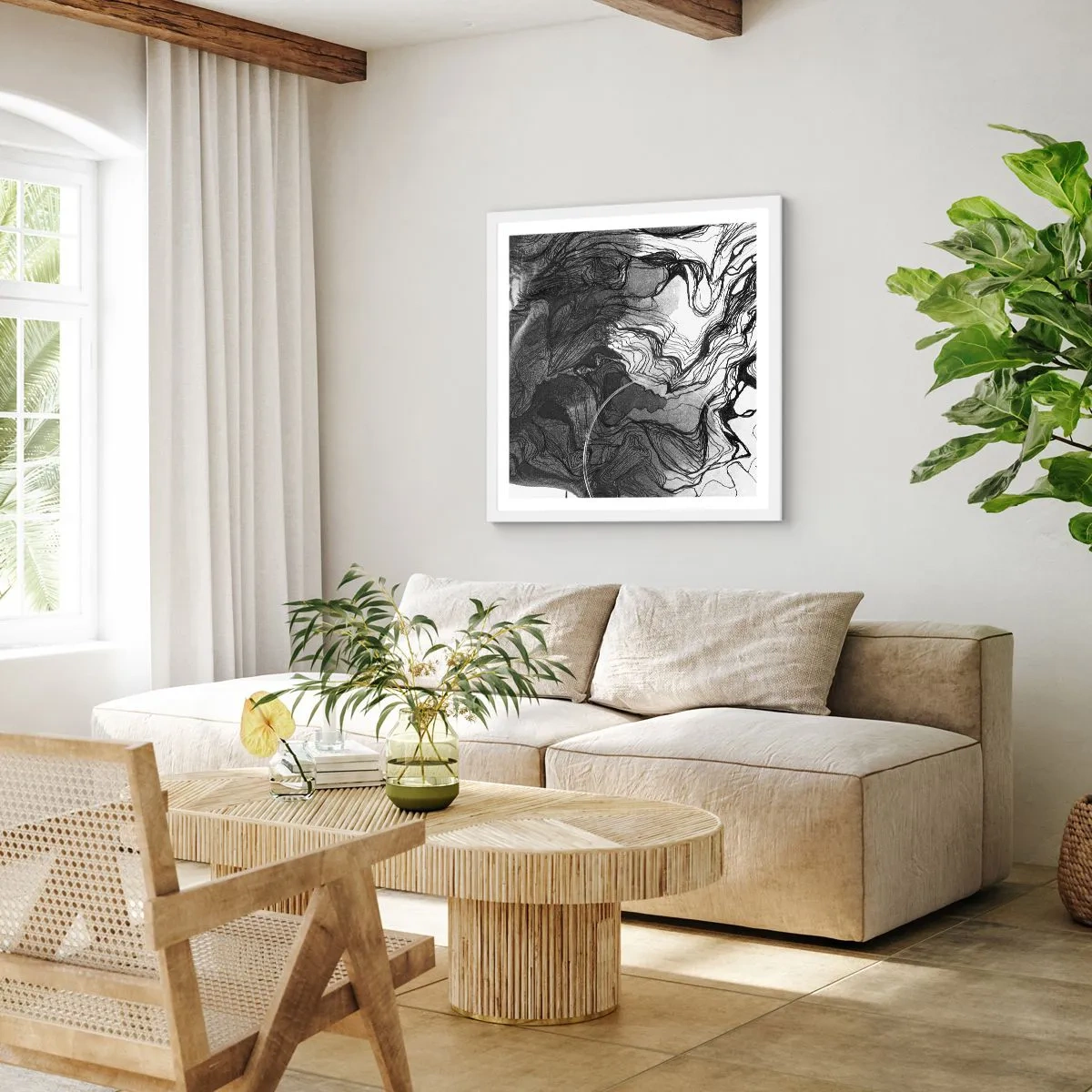 Plagát v bielom ráme - Zapletená v snoch - 60x60 cm