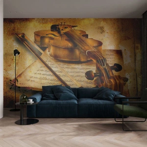 Fototapeta Premium Sand - Okamžite potrebný virtuóz - husle, Hudba, Hudobné poznámky - 100x70 cm