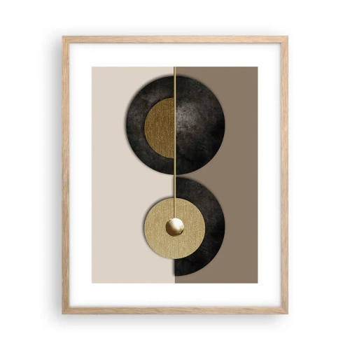 Plagát v ráme zo svetlého duba - Variácie okolo kruhu - 40x50 cm