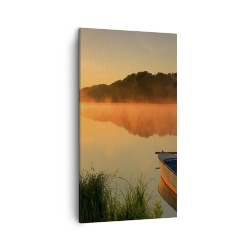 Obraz na plátne - Východ slnka pri vode ako povrch zrkadla - 45x80 cm