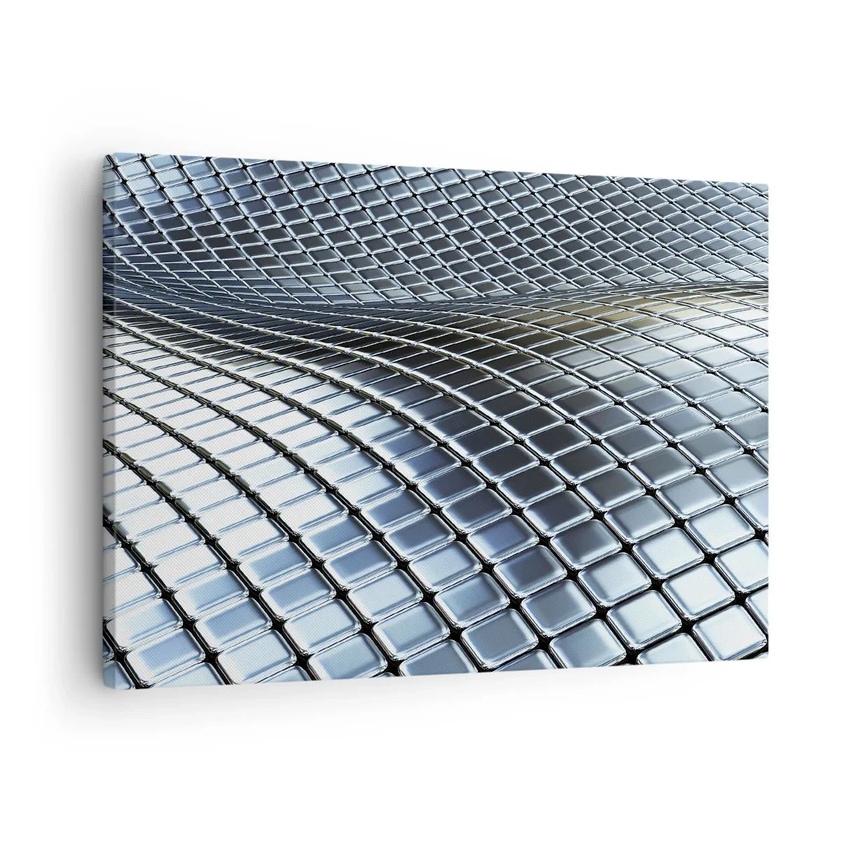 Obraz na plátne - Moderná konštrukcia vyrobená z kovových štvorcov - 70x50cm - Kovová strieborná vlna - Moderná nástenná dekorácia do obývacej izby a spálne ARTTOR