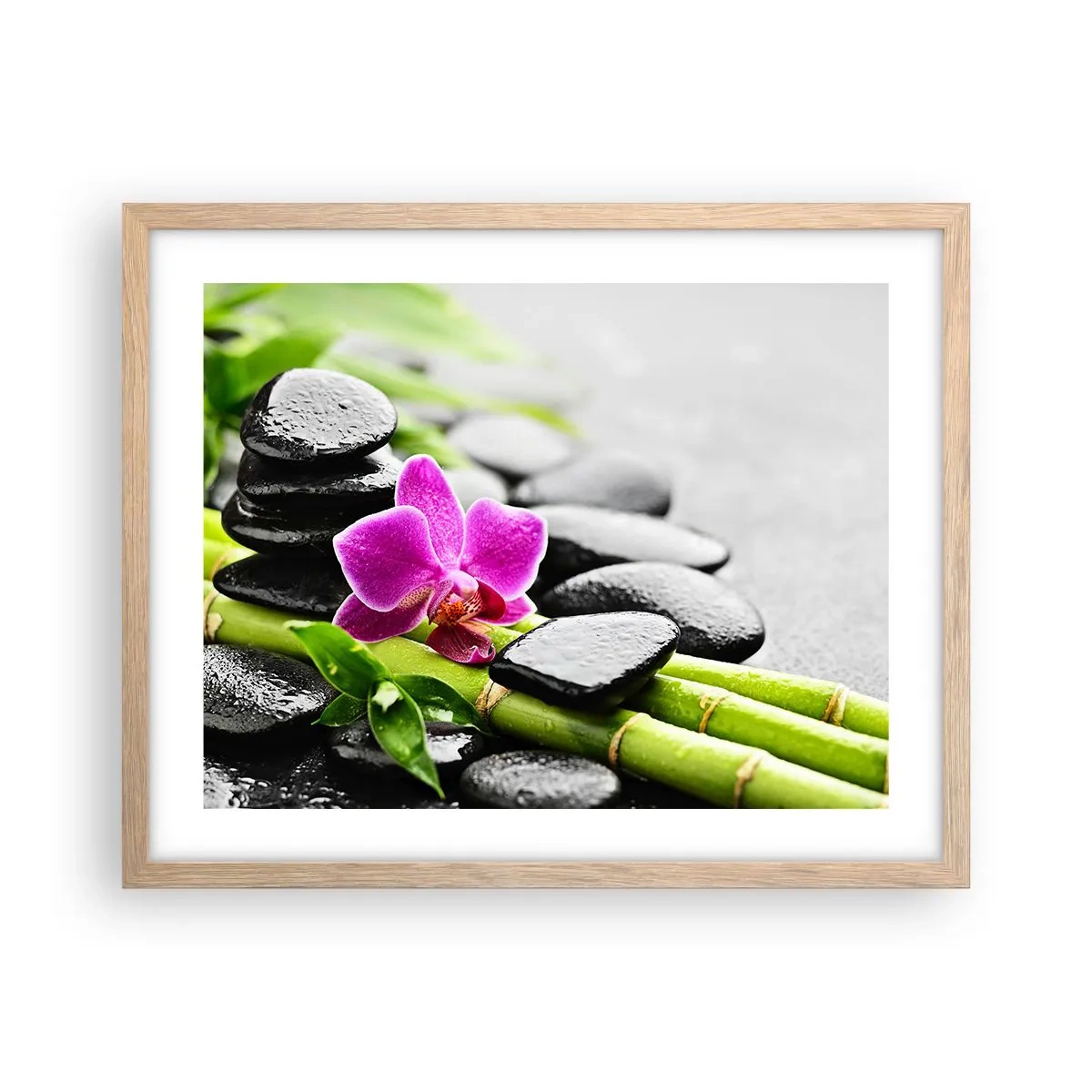 Plagát v ráme zo svetlého duba - V pokojnej rovnováhe - 50x40 cm