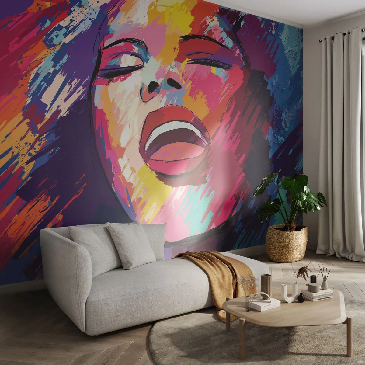 Fototapeta Standard Eco - Vyspievať celý život - Speváčka, Abstrakcia, Portrét ženy - 200x140 cm
