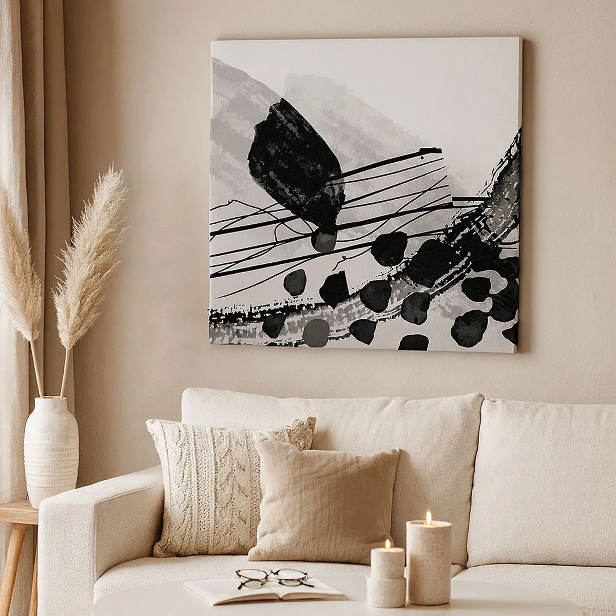 Obraz na plátne - Čiernobiela organická abstrakcia - 30x30 cm