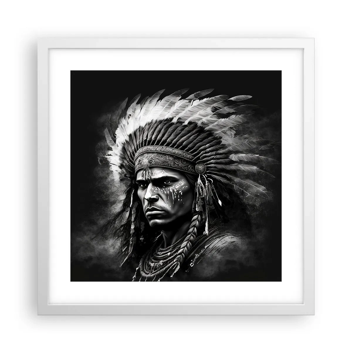 Plagát v bielom ráme - Vodca a bojovník - 40x40 cm