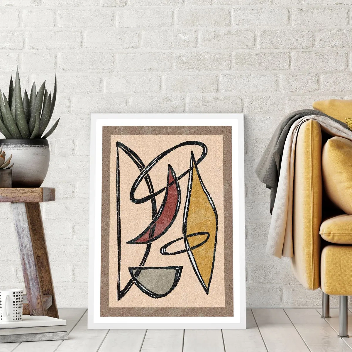 Plagát v bielom ráme - Kompozícia – oblúky a ovály - 50x70 cm