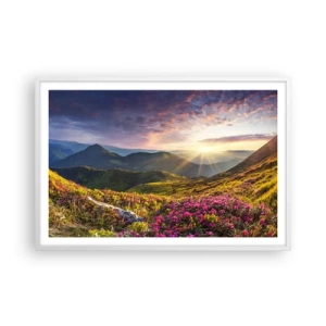 Plagát v bielom ráme - Sviežosť horského rána - 91x61 cm