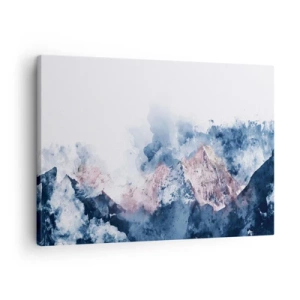 Obraz na plátne - Akvarelové hory v pastelových odtieňoch na bielom pozadí - 70x50cm - To sú vrcholy! - Moderná nástenná dekorácia do obývacej izby a spálne ARTTOR