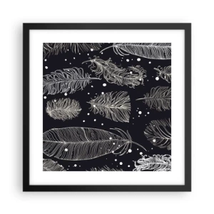 Plagát v čiernom ráme - Čipka s perím - 40x40 cm