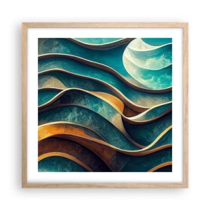 Plagát v ráme zo svetlého duba - Meandre modrej - 50x50 cm