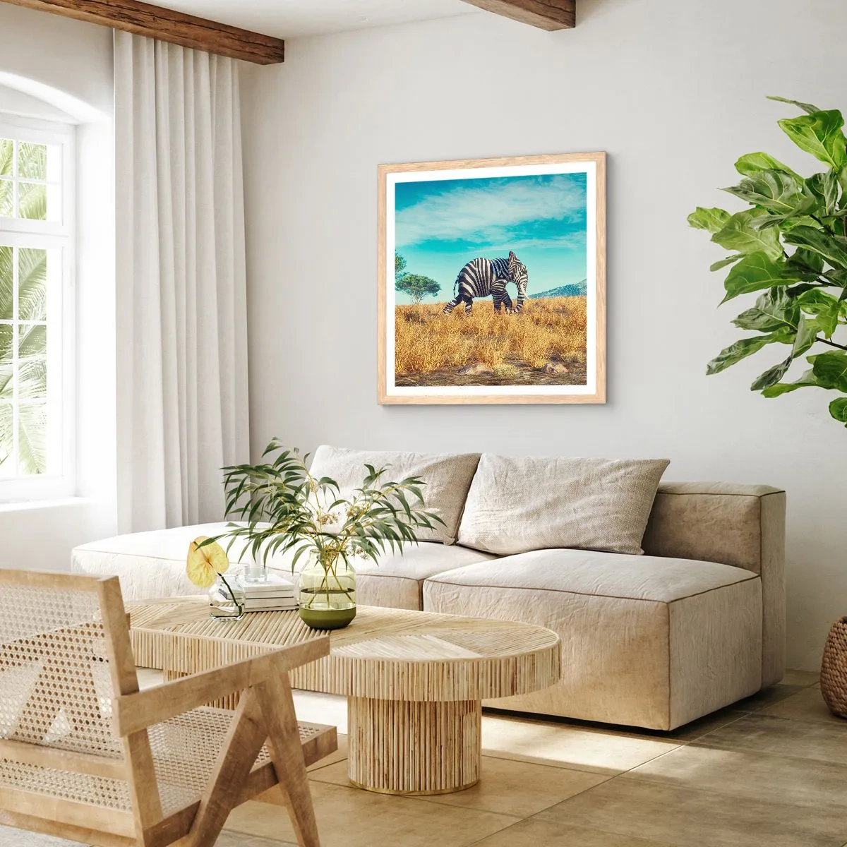 Plagát v ráme zo svetlého duba - Šedá už nie je v móde - 50x50 cm