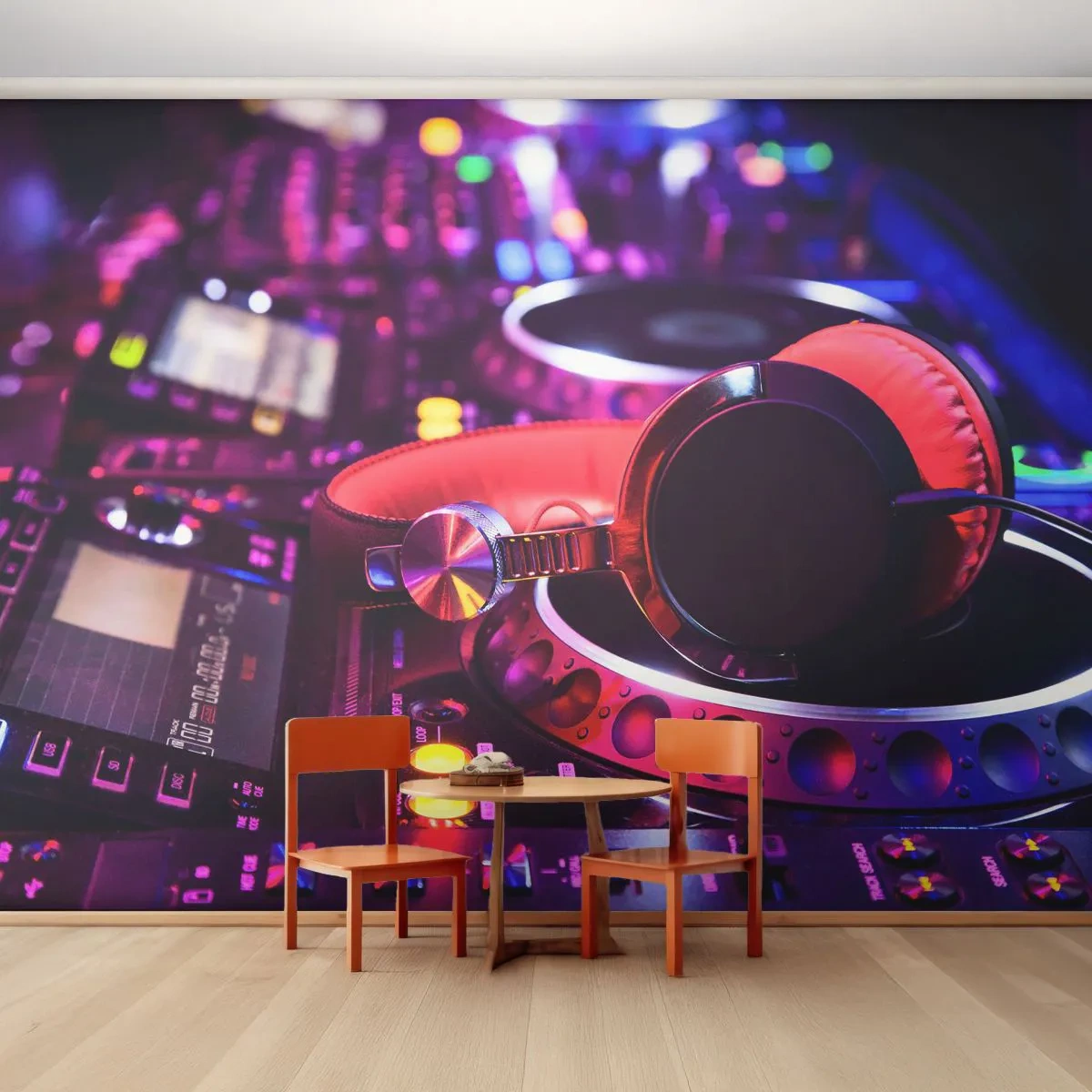 Samolepiaca Fototapeta Deluxe Sticker - Než začne zábava - Hudba, Hudobné štúdio, Slúchadlá - 250x175 cm