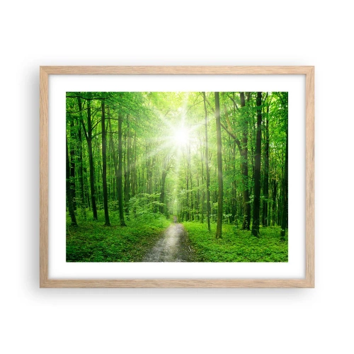 Plagát v ráme zo svetlého duba - Zelená katedrála - 50x40 cm