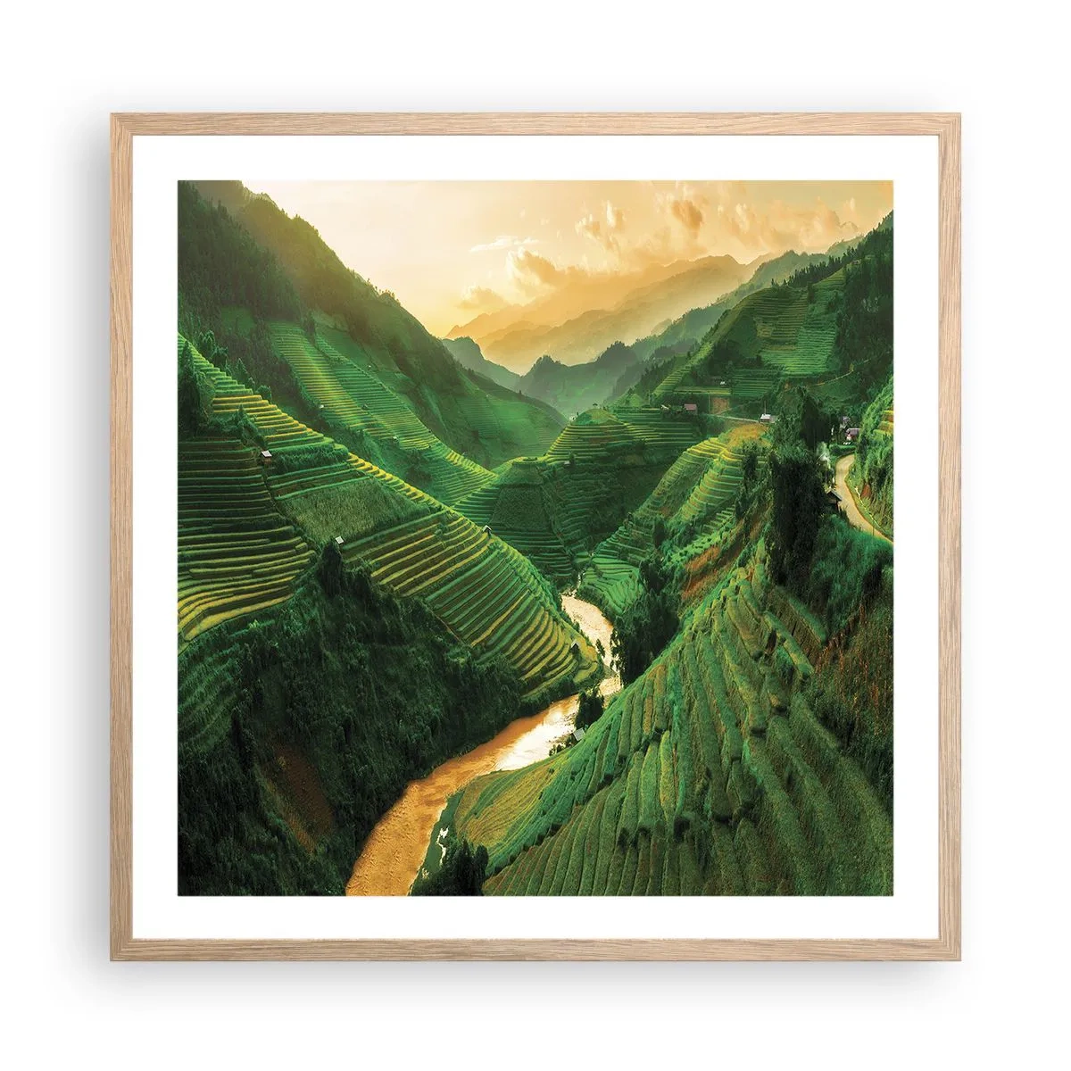 Plagát v ráme zo svetlého duba - Vietnamské údolie - 60x60 cm