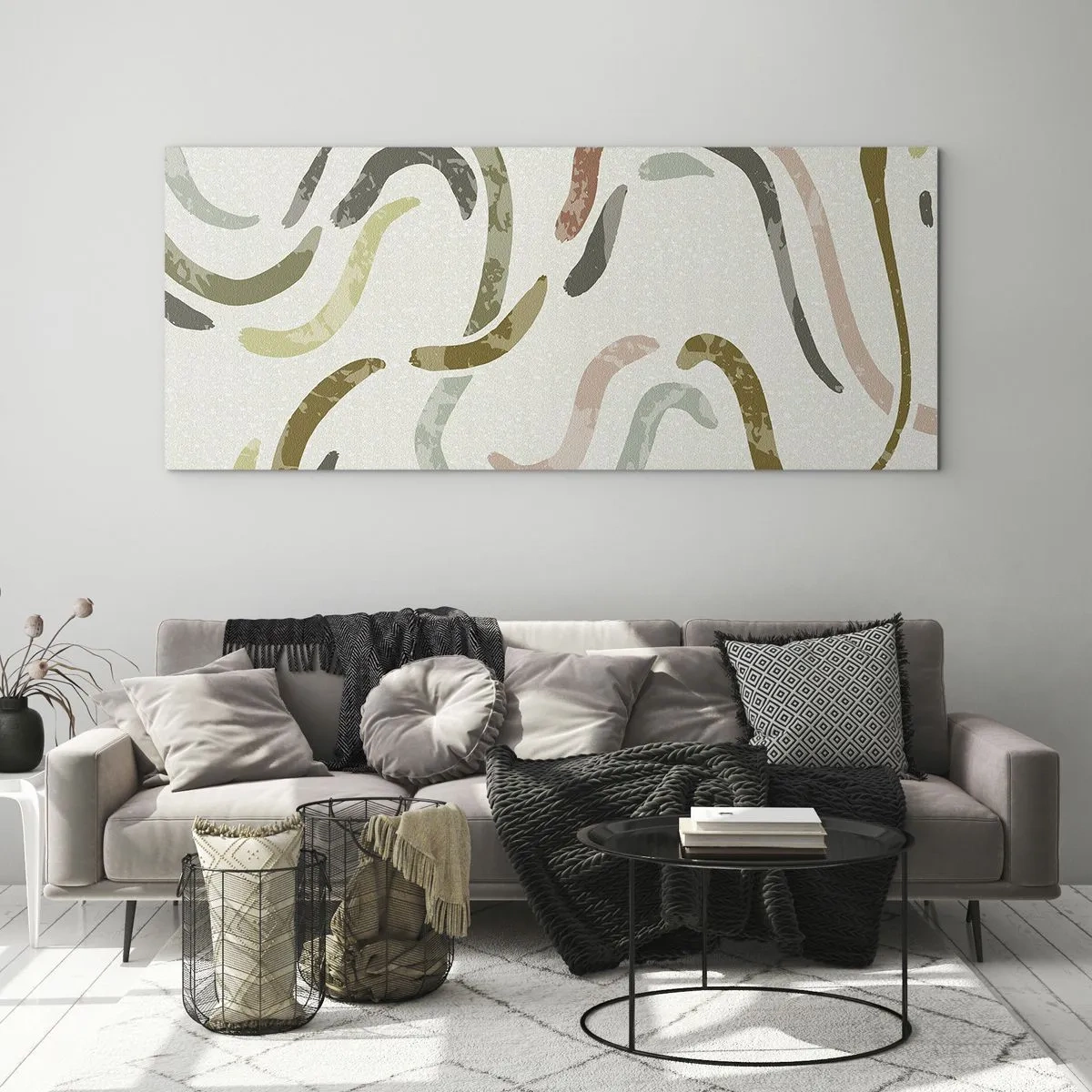 Obraz na skle - Radostný tanec abstrakcie - 100x40 cm