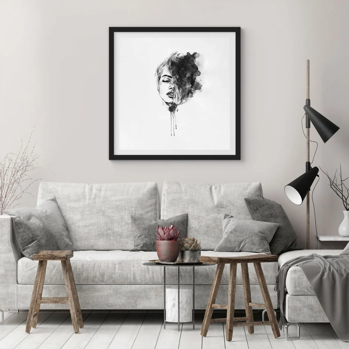 Plagát v čiernom ráme - O čom sníva dievča - 40x40 cm