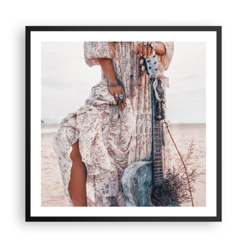 Plagát v čiernom ráme - Kvetinové deti na ceste - 60x60 cm