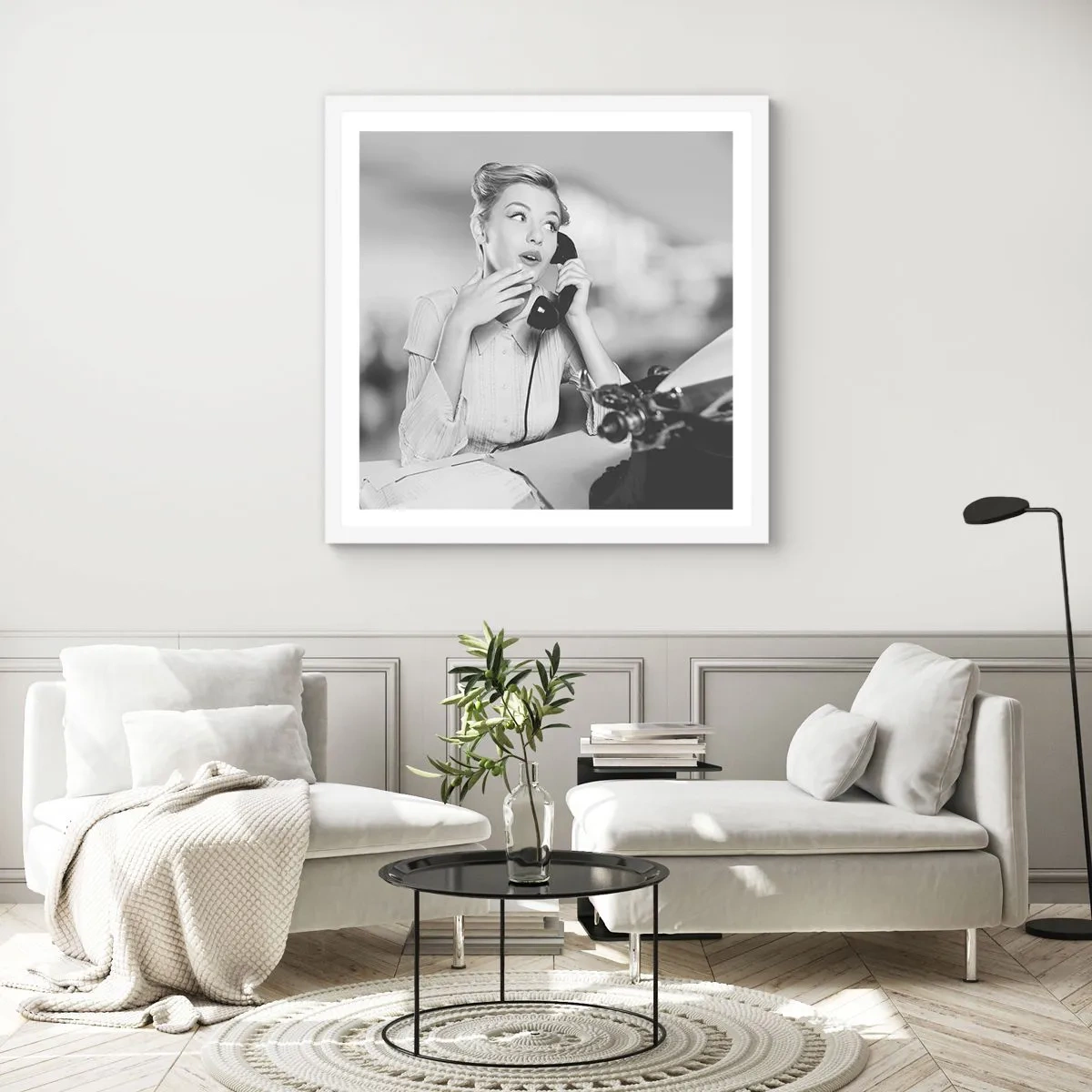 Plagát v bielom ráme - Halo, tu sú 50. roky. - 40x40 cm