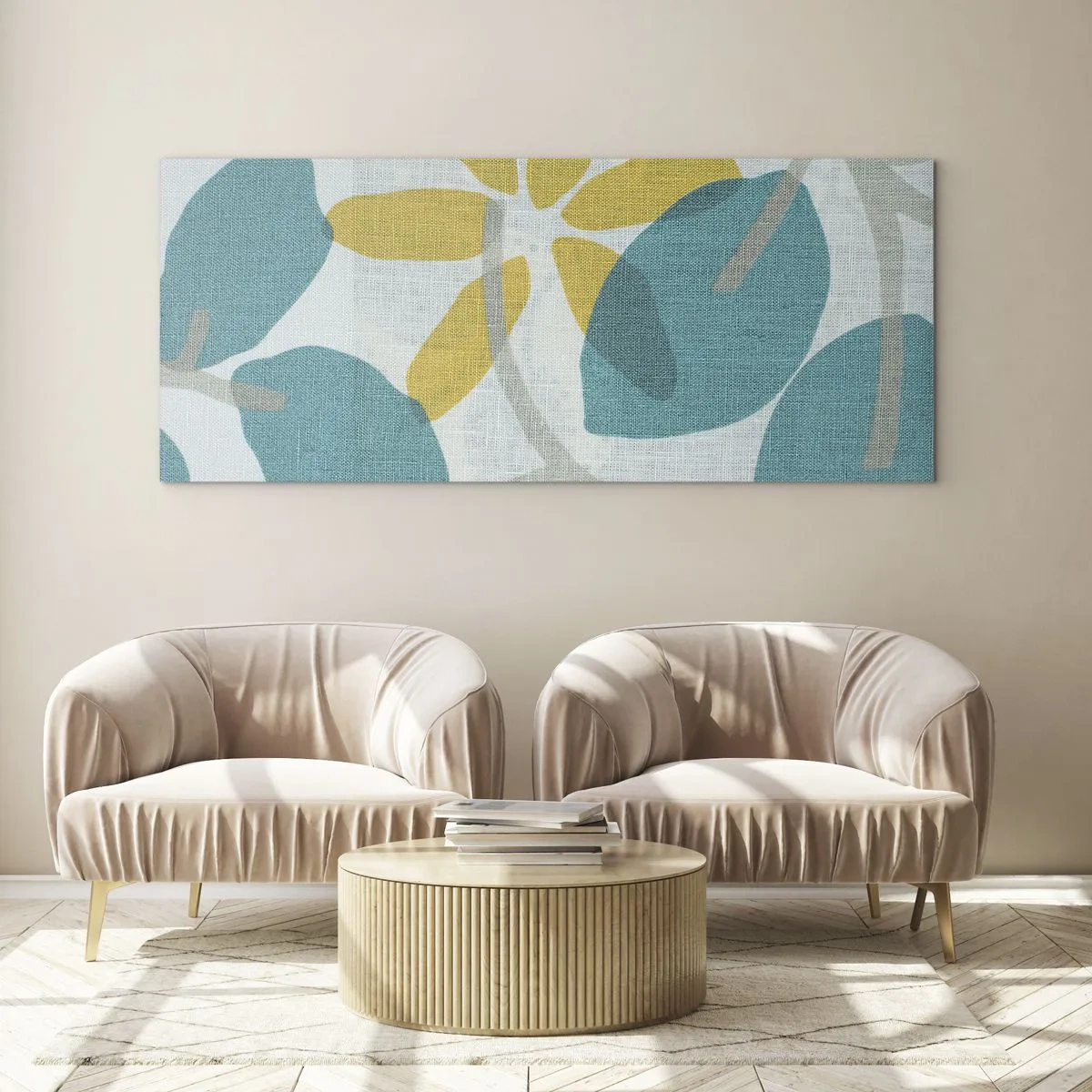 Obraz na skle - Medzi azúrovými listami - 160x50 cm