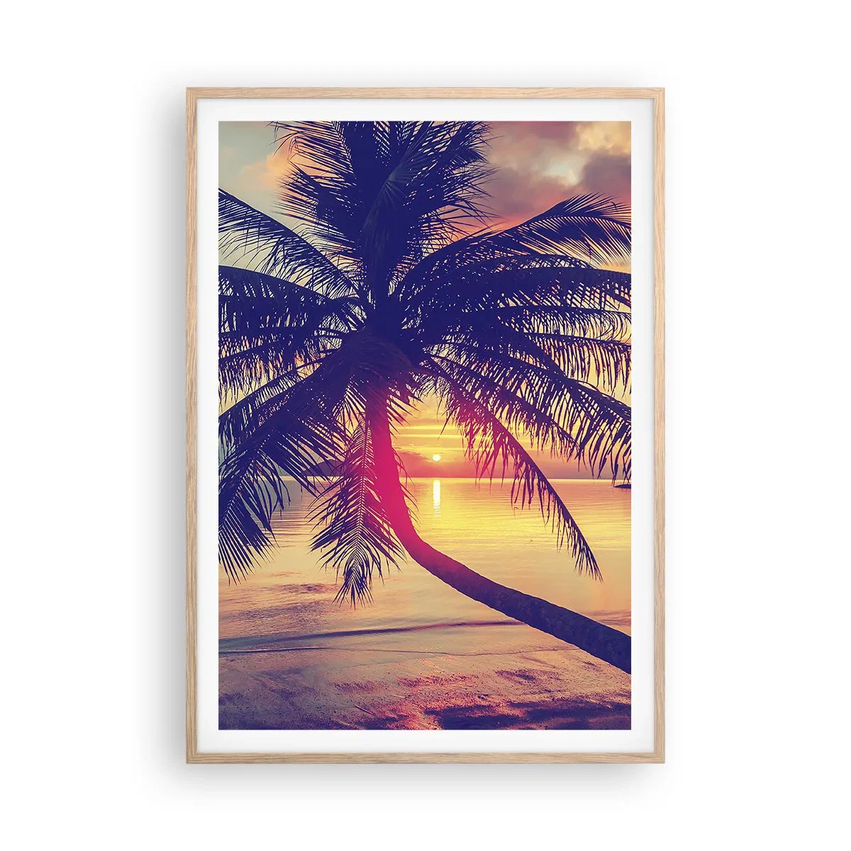 Plagát v ráme zo svetlého duba - Večer pod palmami - 70x100 cm