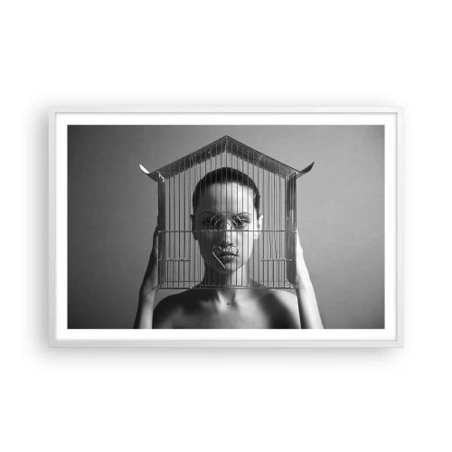 Plagát v bielom ráme - Tak trochu surrealistický portrét - 91x61 cm
