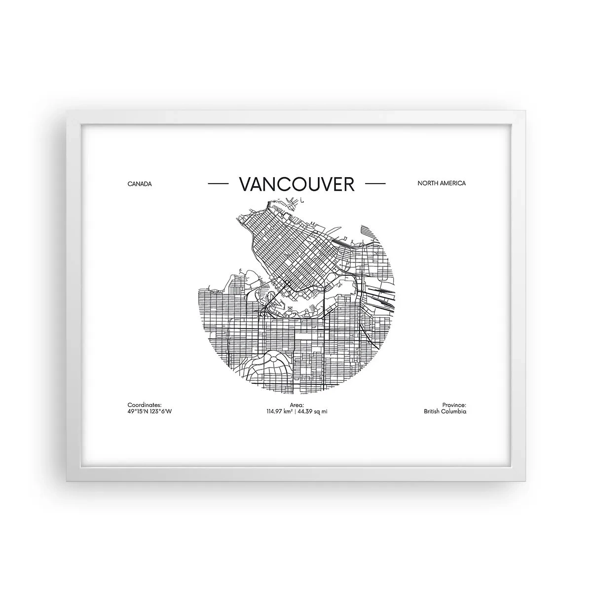 Plagát v bielom ráme - Anatómia Vancouveru - 50x40 cm
