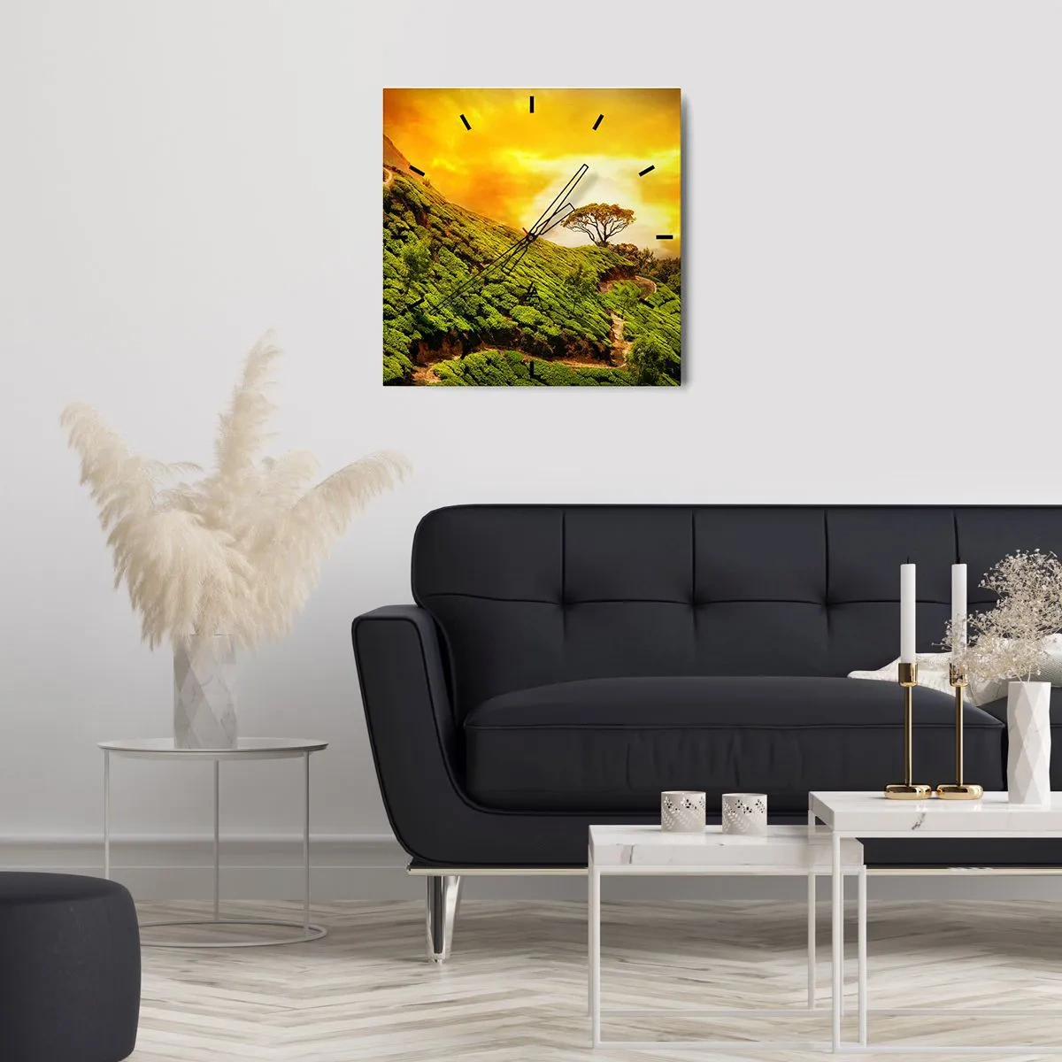 Nástenné hodiny - Kľukatým chodníkom, zeleným úbočím - 40x40 cm