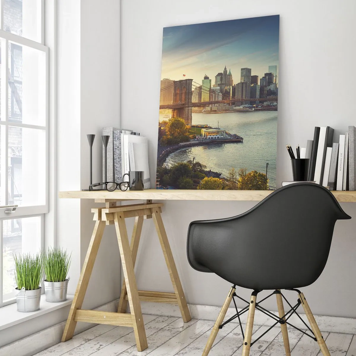 Obraz na skle - Svitanie veľkomesta - 50x70 cm