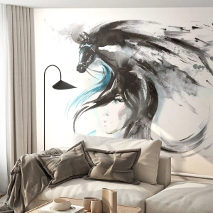 Fototapeta Premium Canvas - Cval Čierneho kniežaťa - Zvieratá, Kôň, Grafika - 400x280 cm