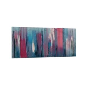 Obraz na skle - Vertikálna kompozícia v modrej a červenej - 120x50 cm