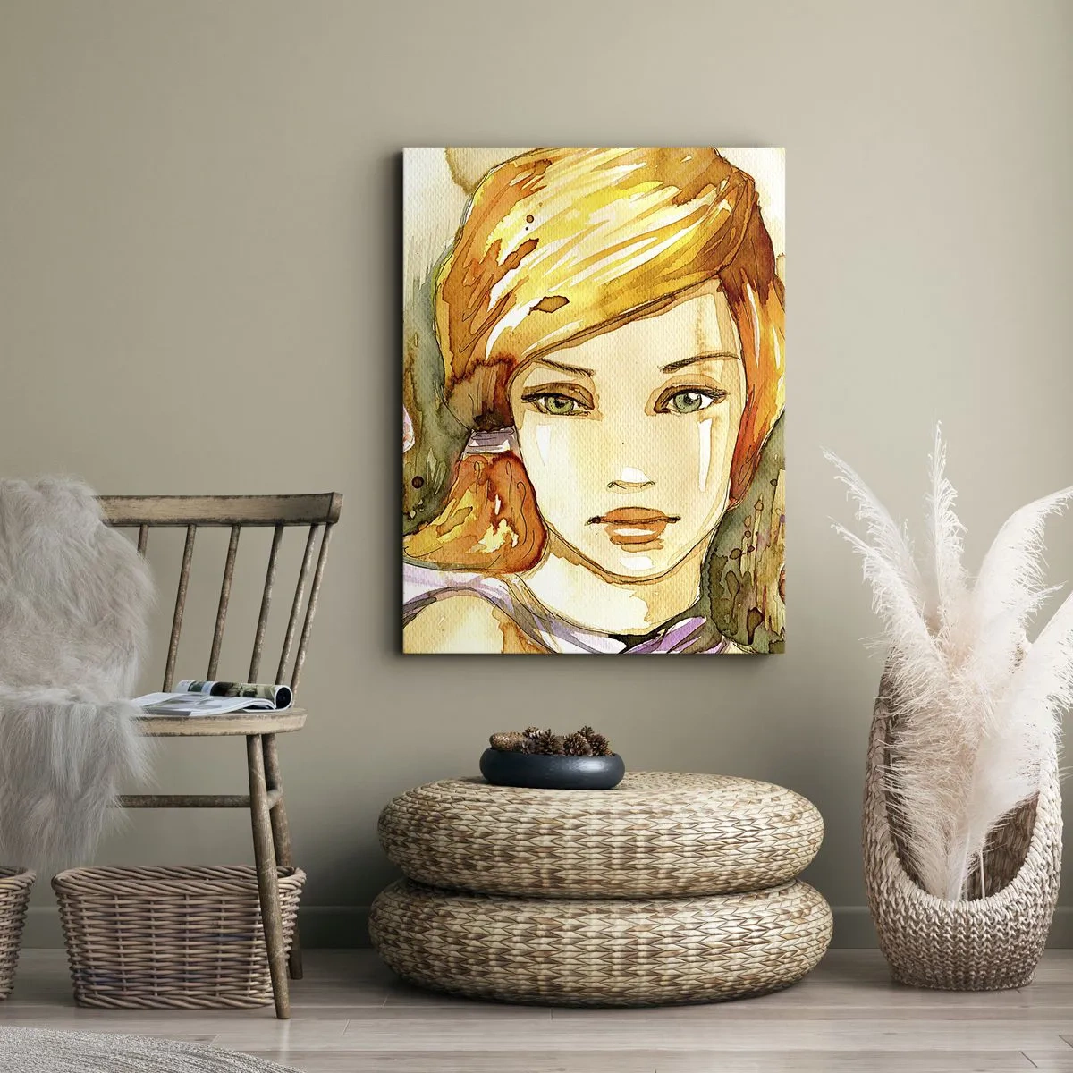 Obraz na plátne - Smaragdový pohľad, ktorý utišuje hnev - 45x80 cm